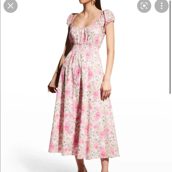 LoveShackFancy | Dresses | Nwt Loveshackfancy Vernon Floral Midi Dress  Magenta Flower Fields Size Small | Poshmark